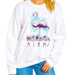 Junk Food Graphic Crew Sweatshirt Flamingo Miami